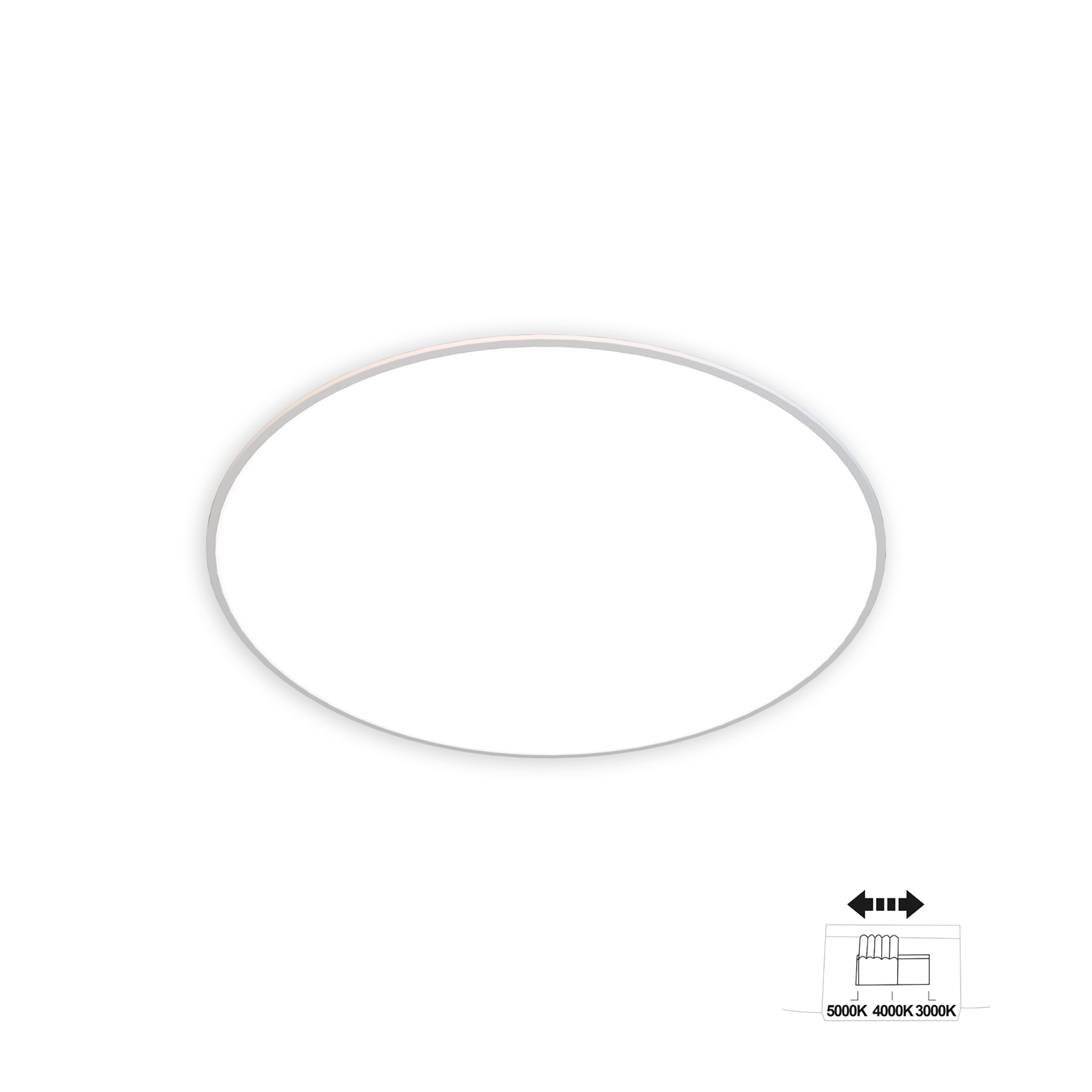 M8691  Slim CCT Ceiling 37cm Round, 24W LED, On Board CCT Switch 3000/4000/5000K, White